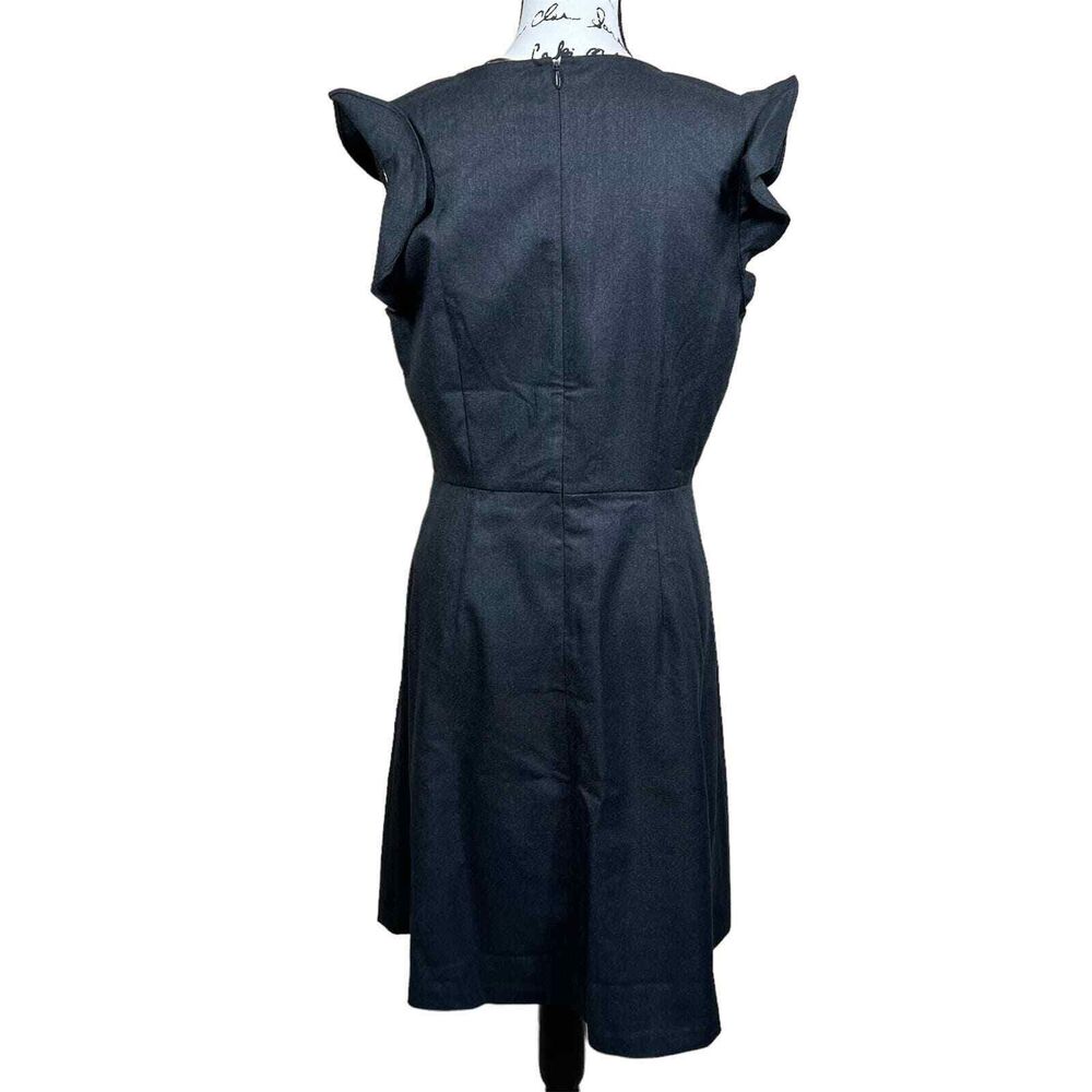 LOFT Women 10 Dress Charcoal Gray Twill Flutter Sleeve Sheath Office business - Picture 2 of 16